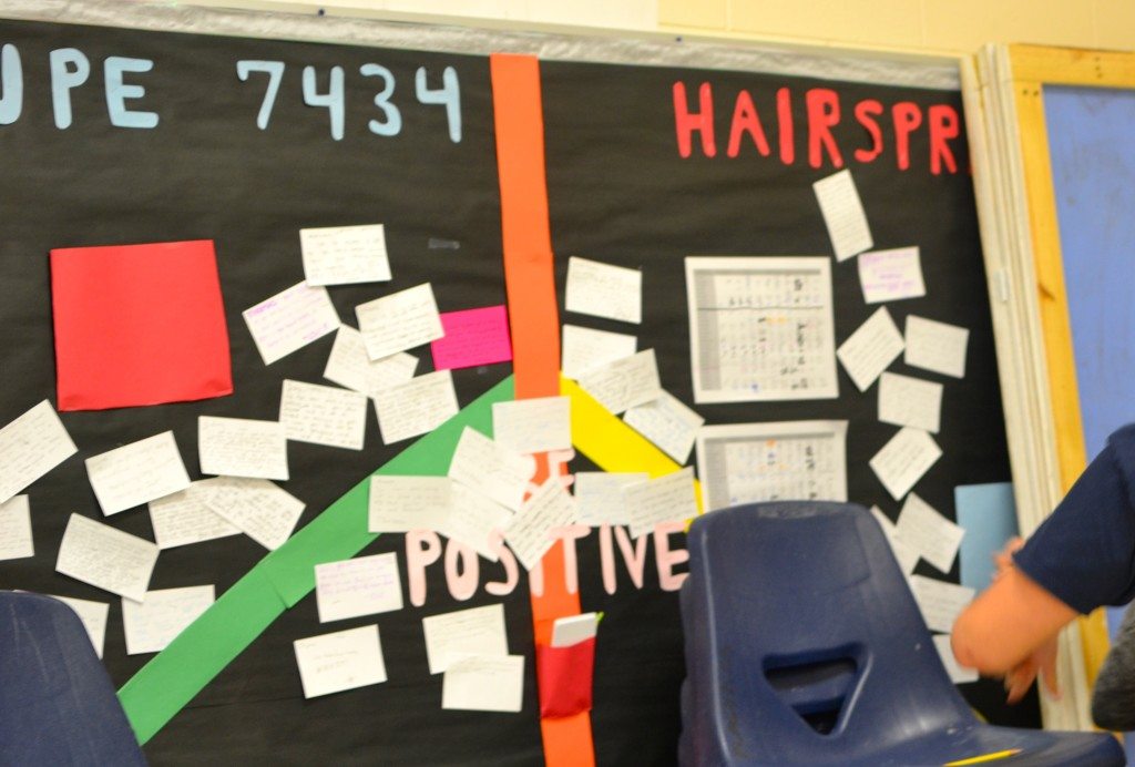 positivi-tree was a student idea from a few years ago. Students write positive affirmations and reminders for each other.